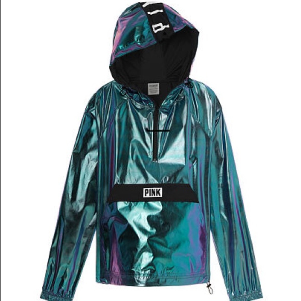 🔥VS Pink MED Holo Anorak NWT